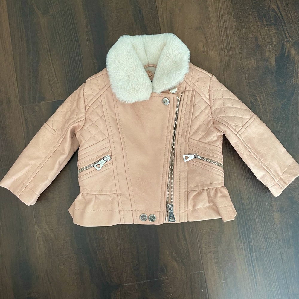 Baby Girl Faux Leather and Fur Jacket